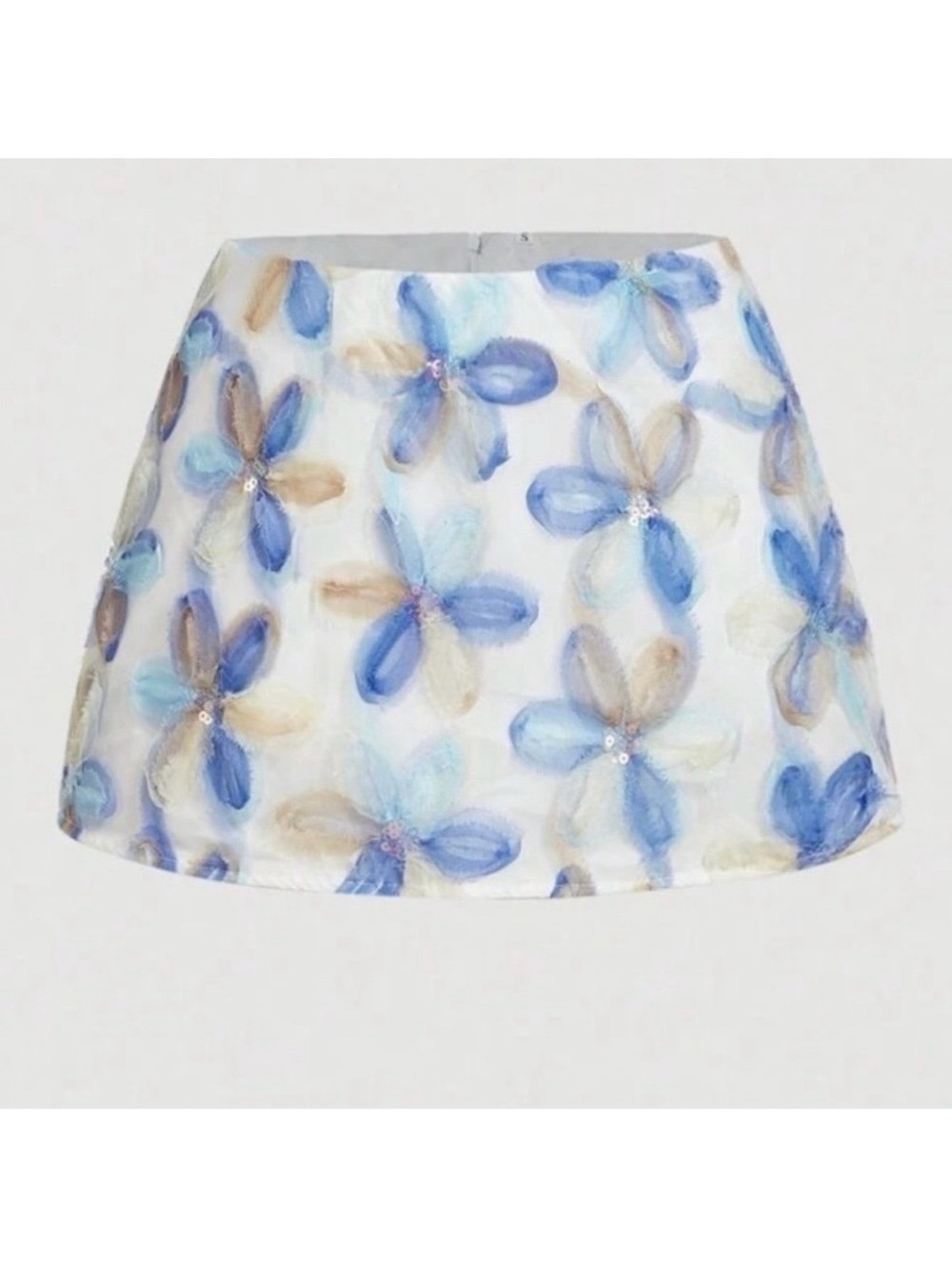 Blue Floral A-Line Mini Skort